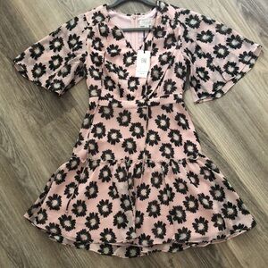 NWT Size 0 Ted Baker London Pink and Black Floral Dress